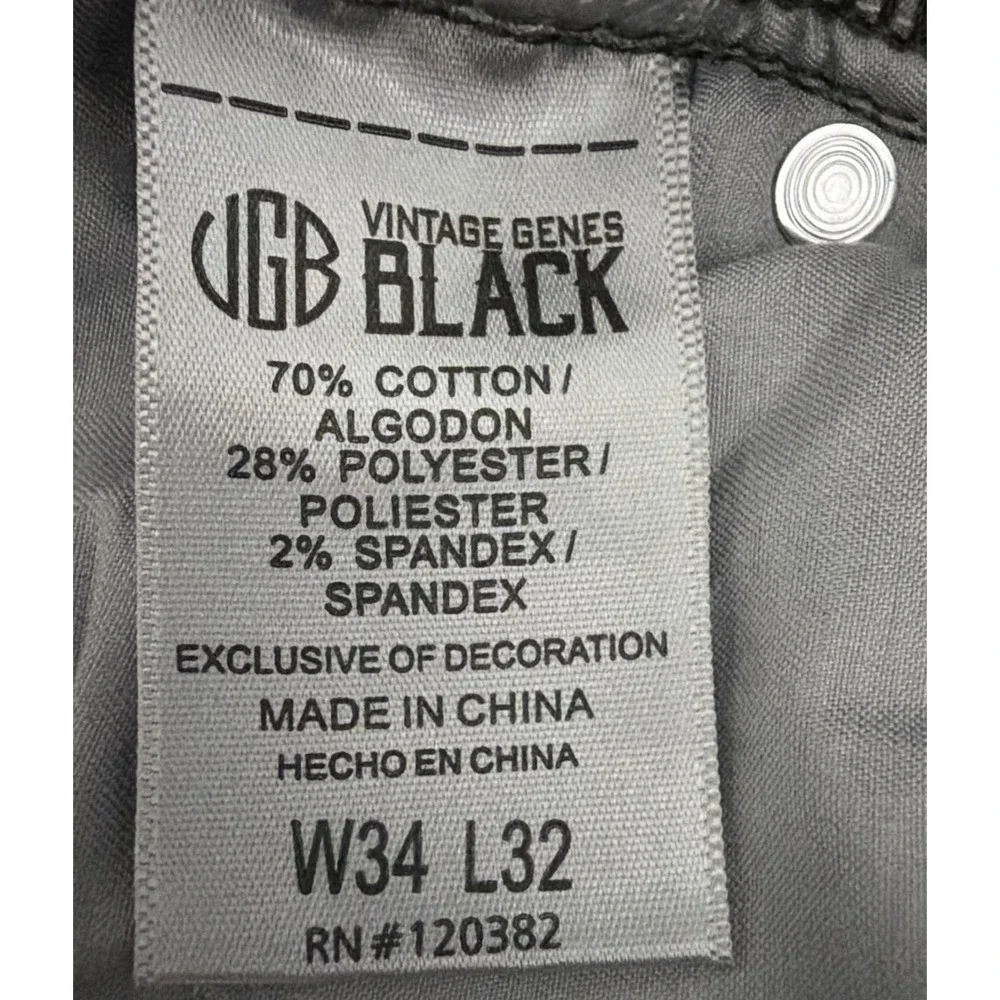 VGB Vintage Genes Black Men's Green Olive Denim Jean Slim Fit Stretch 34W X32L
